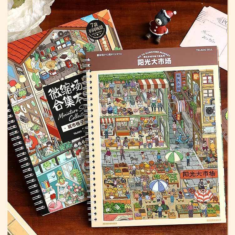 Room Street View Book DIY 3D Sticker Collection 7 Cute Scenes(L)