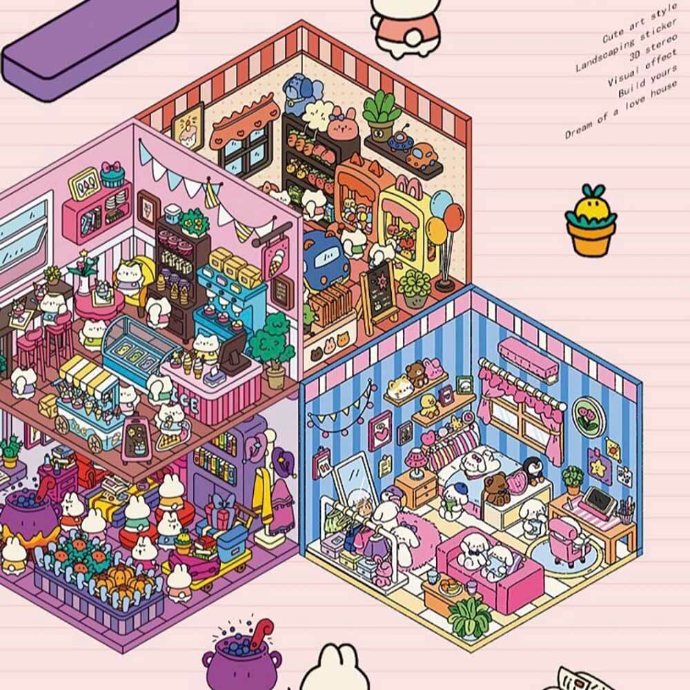 Roomful of  Wonder DIY 3D Sticker Collection 4 Cute Miniature Scenes