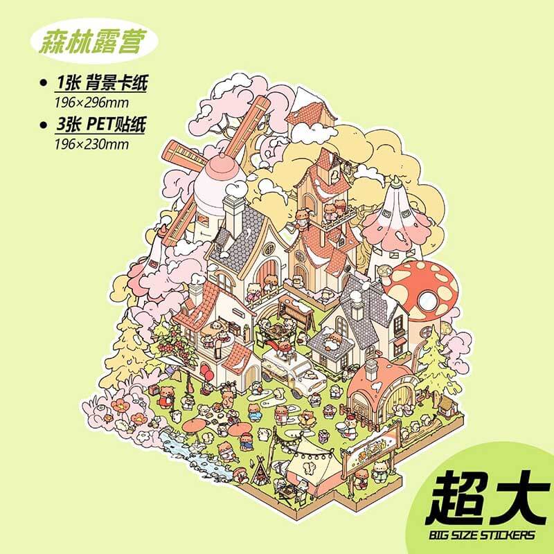 Rooted & Roaming DIY 3D Scene Stickers 3 Cute Miniature Scenes(L)