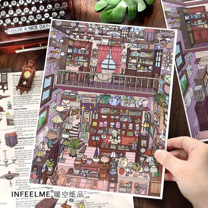 Rose Glow DIY 3D Scene Stickers With Guide Lines(L)