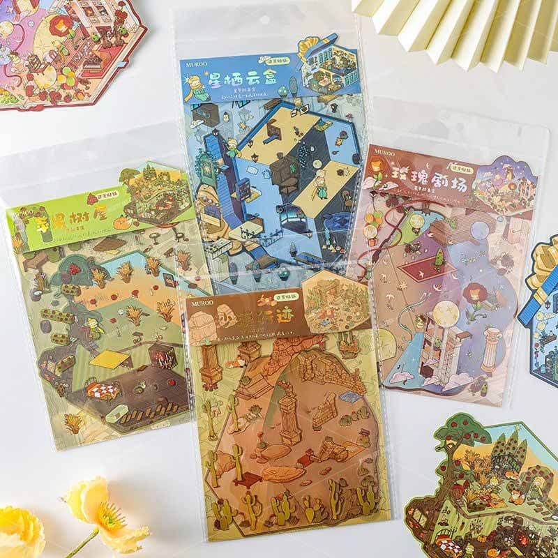 Rose Reverie DIY 3D Scene Stickers 4 Cute Miniature Scenes(M)