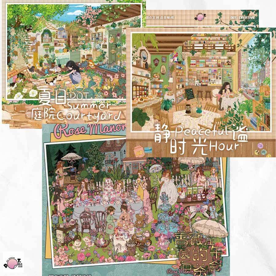Rose Tale DIY 3D Scene Stickers 4 With Guide Lines(L)