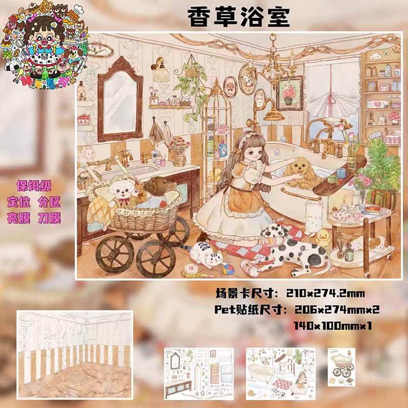 Solitary Note DIY 3D Scene Stickers 3 Cute Miniature Scenes(L)