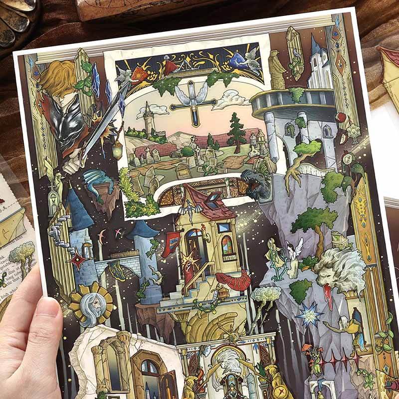 Sacred Relic DIY 3D Scene Stickers With Guide Lines(L)