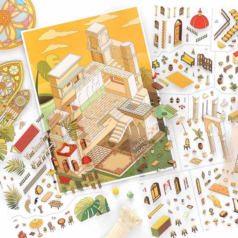 Santorini Escape DIY 3D Scene Stickers 2 Cute Miniature Scenes(L)