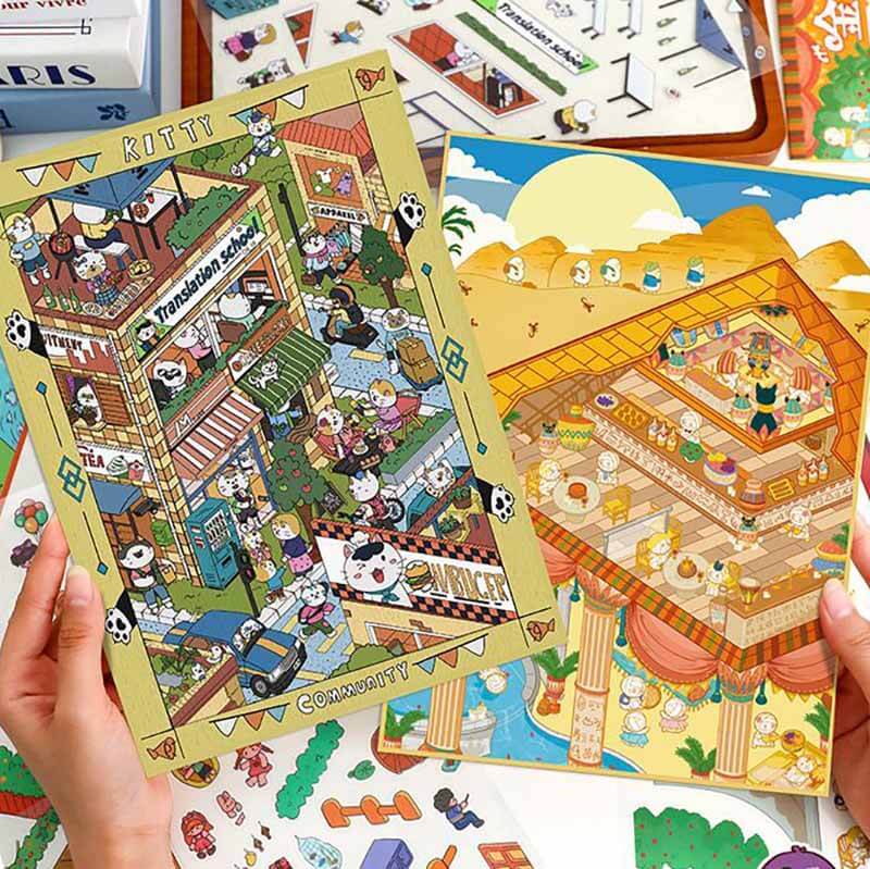 Scenic Life DIY 3D Scene Stickers 4 Cute Miniature Scenes(L)