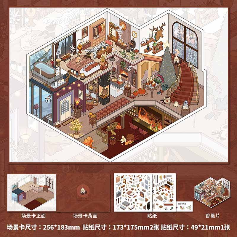 Scent Memories DIY 3D Scene Stickers 4 Cute Miniature Scenes(L)