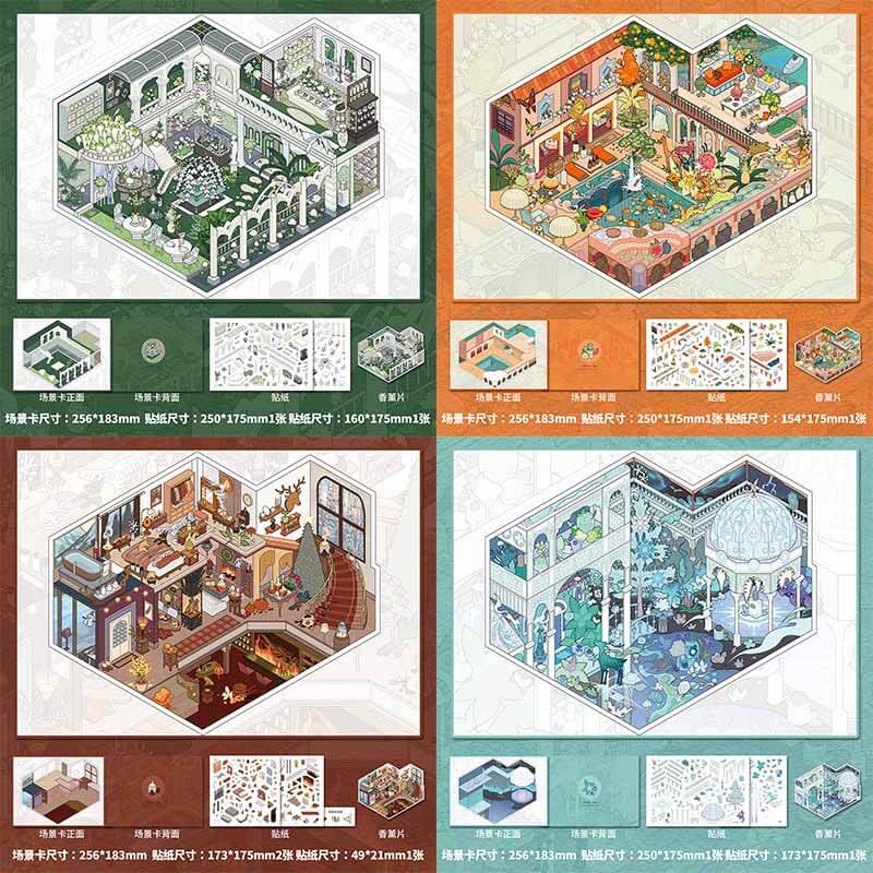 Scent Memories DIY 3D Scene Stickers 4 Cute Miniature Scenes(L)