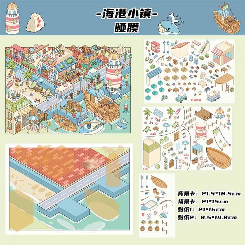 Seaside Flavor DIY 3D Scene Stickers 2 Cute Miniature Scenes(M)