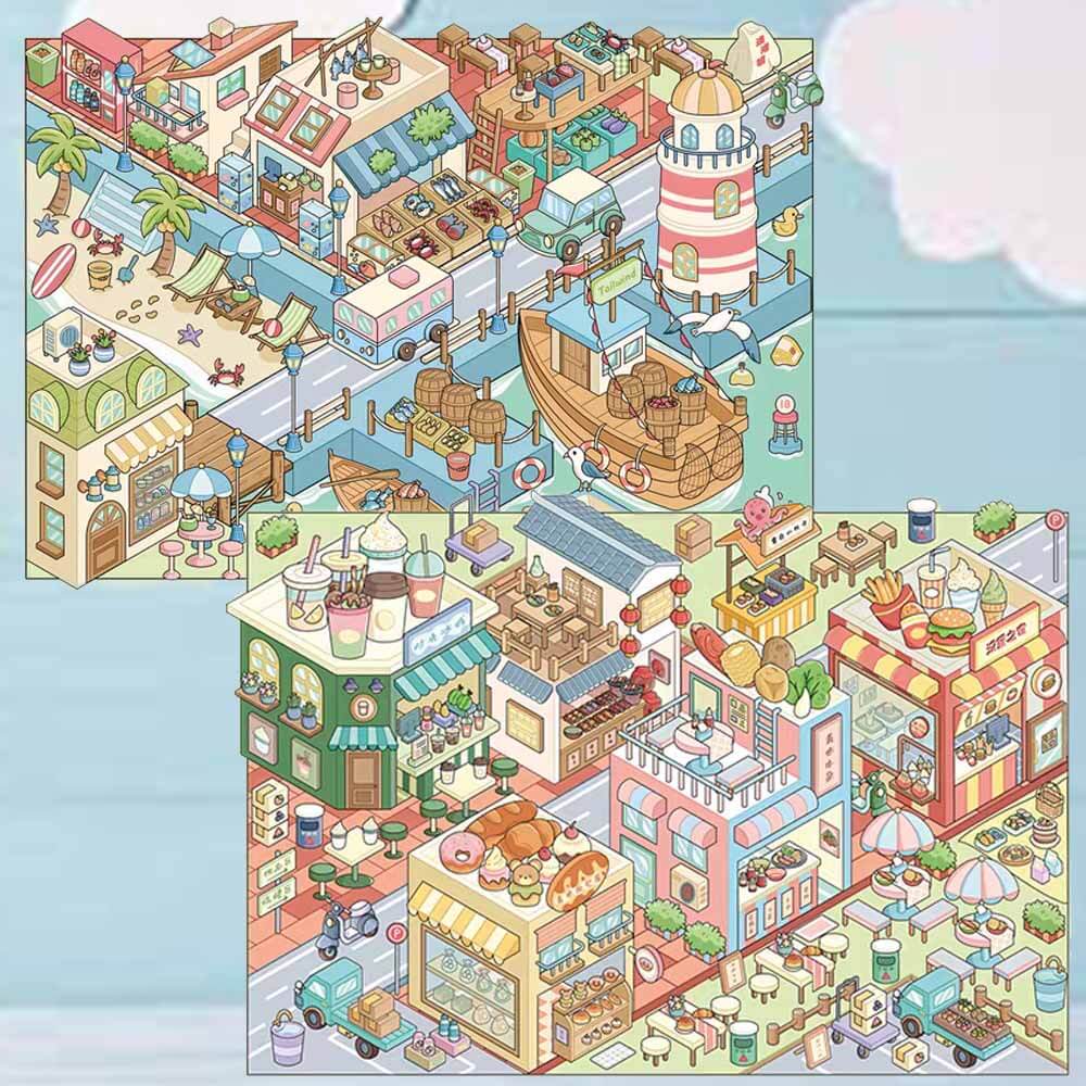 Seaside Flavor DIY 3D Scene Stickers 2 Cute Miniature Scenes(M)
