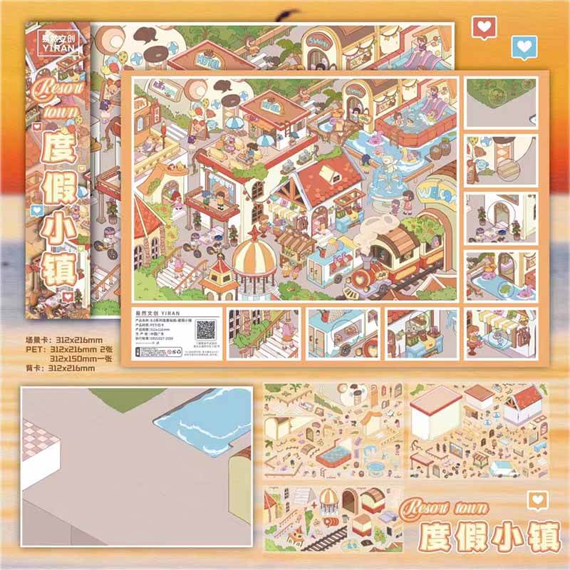 Seaside Holiday DIY 3D Scenes Sticker 3 Cute Miniature Scenes(L)