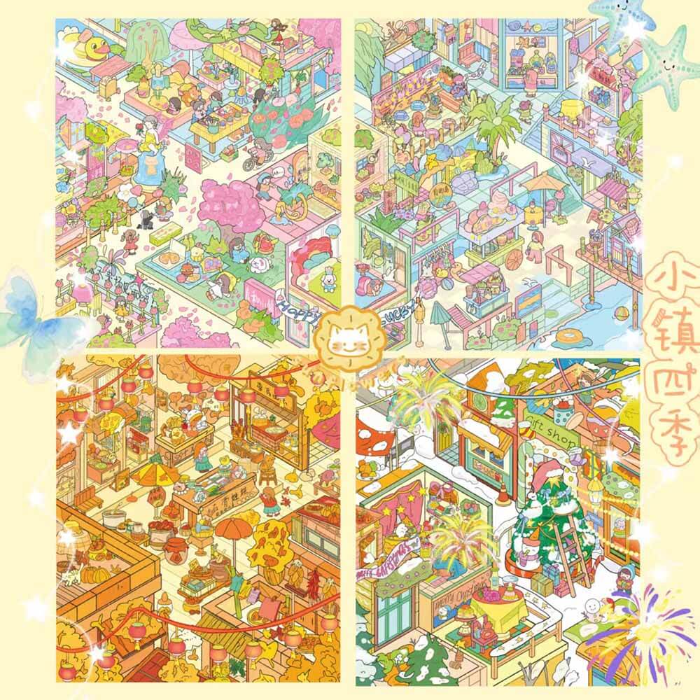 Seasonal Murmurs DIY 3D Scene Stickers 4 Cute Scenes(L)