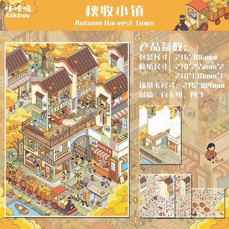 Seasonal Streets DIY 3D Scene Stickers 4 Cute Scenes(L&XXL)