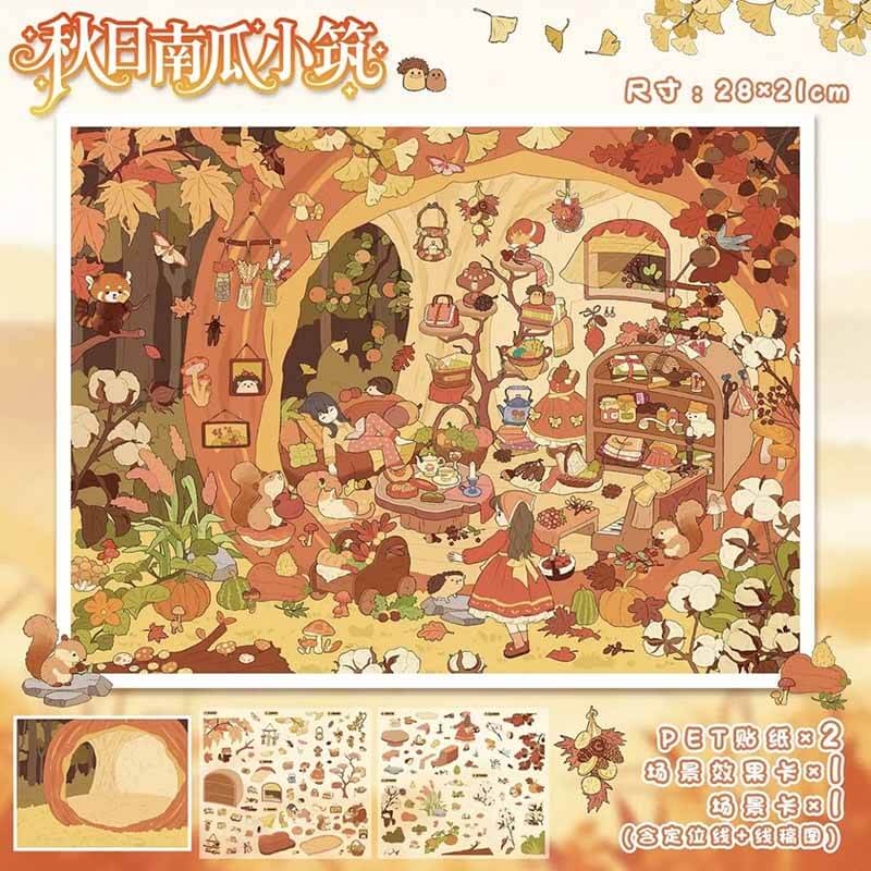Seasons Retreat DIY 3D Scene Stickers 4 Cute Scenes(L)
