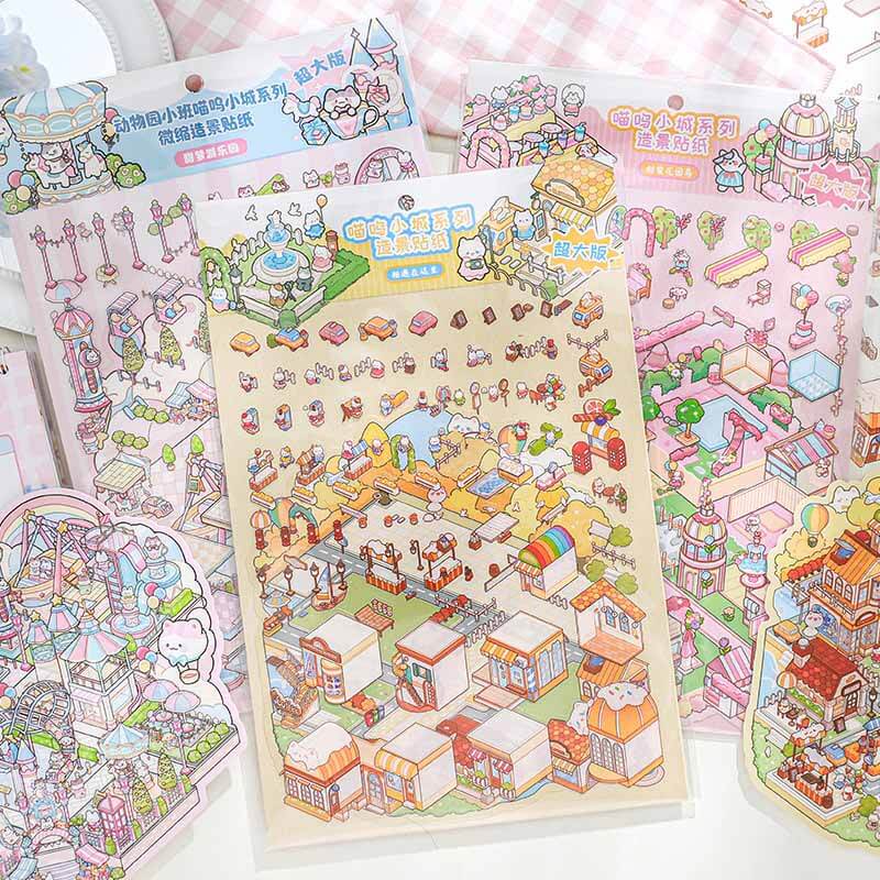 Serene Pop-ups DIY 3D Scene Stickers 3 Cute Miniature Scenes(L)
