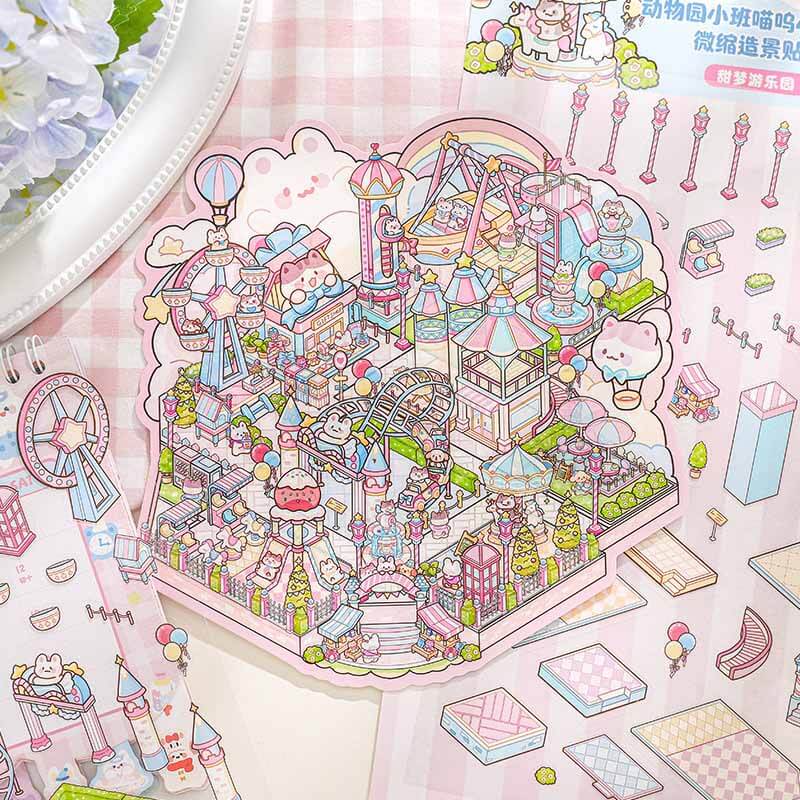 Serene Pop-ups DIY 3D Scene Stickers 3 Cute Miniature Scenes(L)