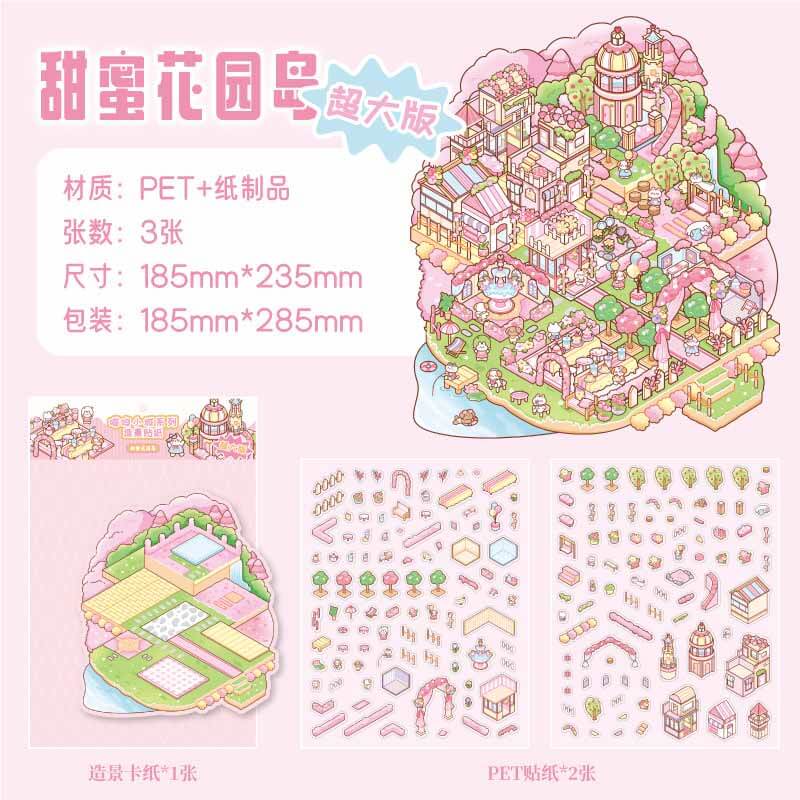 Serene Pop-ups DIY 3D Scene Stickers 3 Cute Miniature Scenes(L)