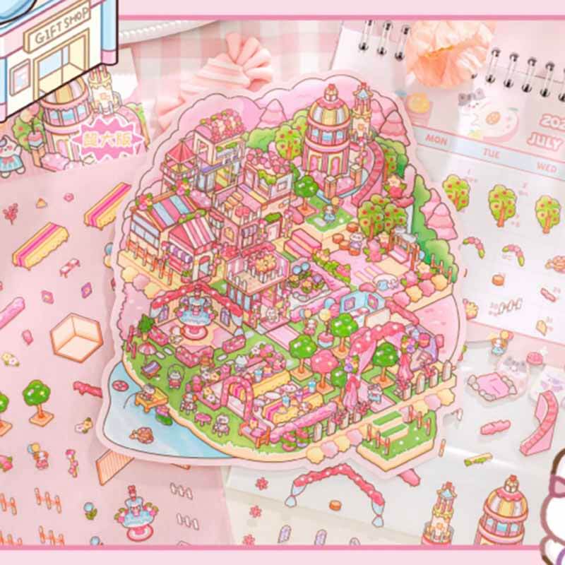 Serene Pop-ups DIY 3D Scene Stickers 3 Cute Miniature Scenes(L)