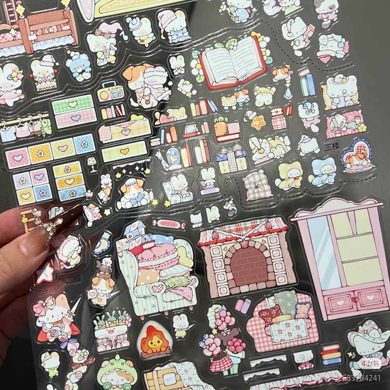 Silly Flying Race DIY 3D Scene Stickers 2 Cute Scenes(L)