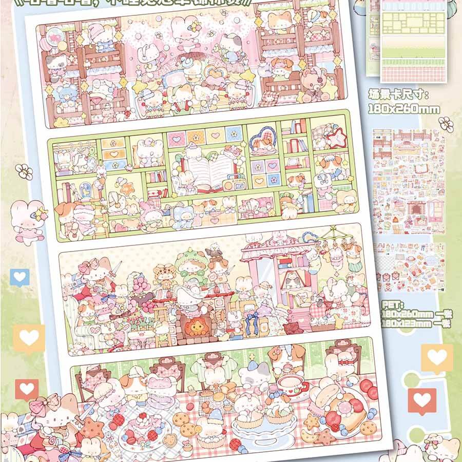 Silly Flying Race DIY 3D Scene Stickers 2 Cute Scenes(L)