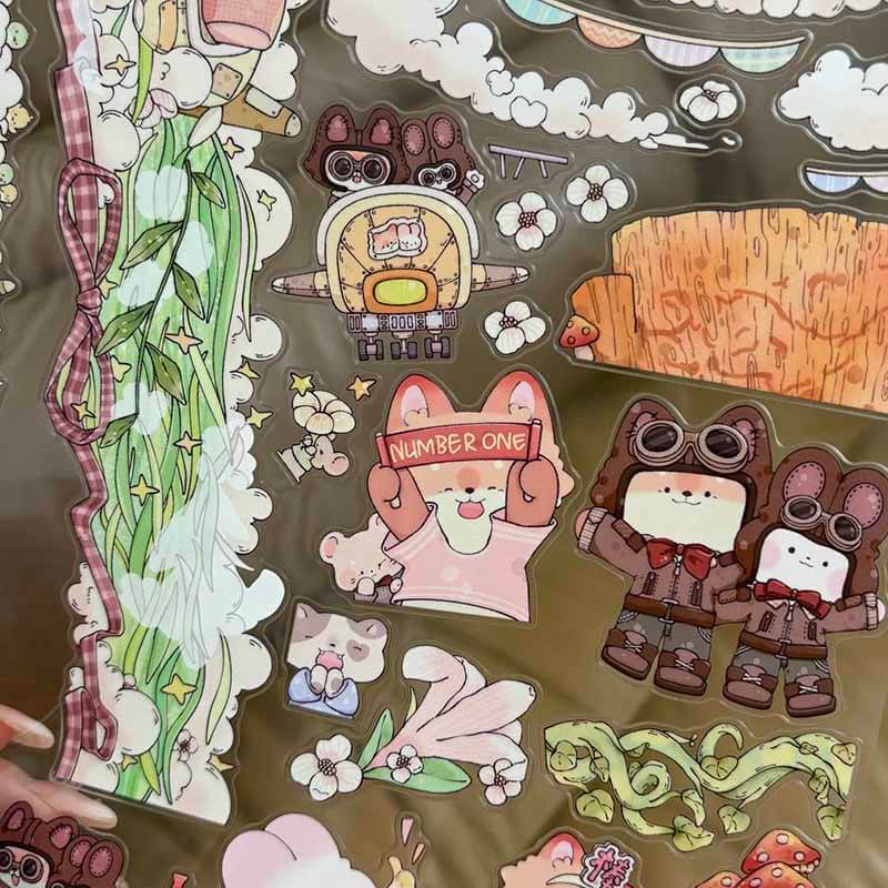 Silly Flying Race DIY 3D Scene Stickers 2 Cute Scenes(L)