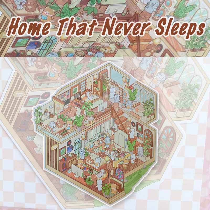 Sleepless Town DIY 3D Scene Stickers 2 Cute Miniature Scenes(M&L)