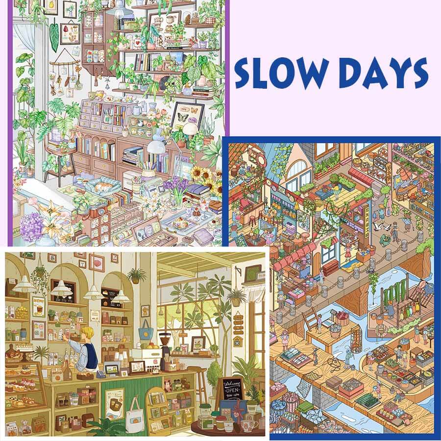 Slow Days DIY 3D Scene Stickers With Guide Lines(L)