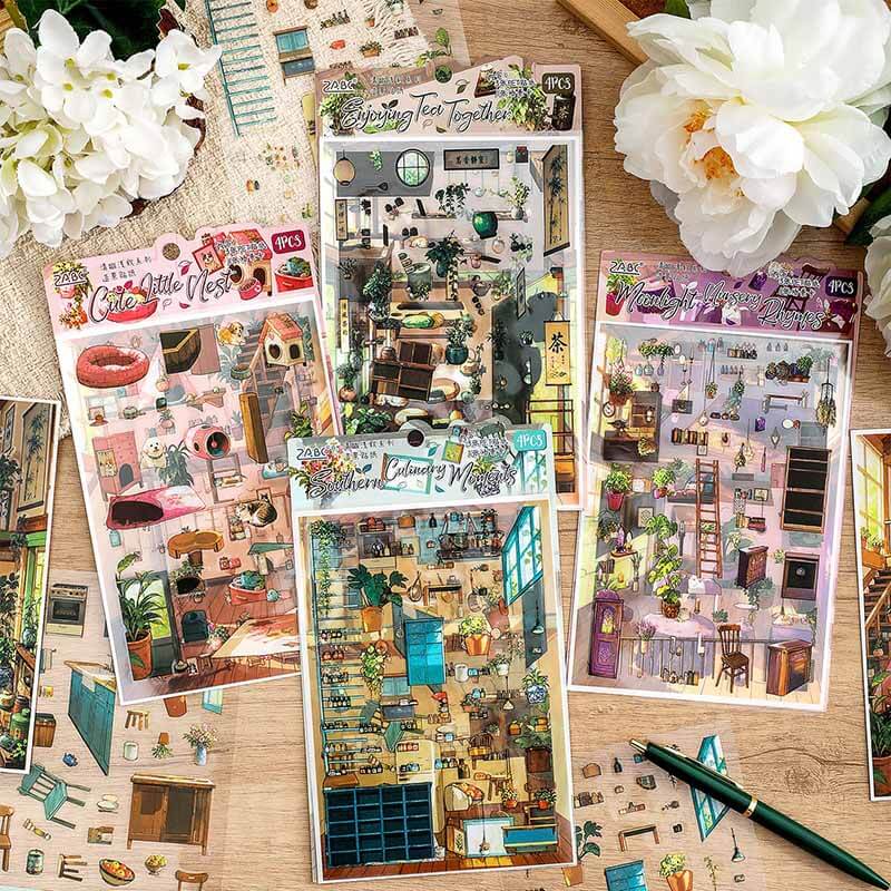 Slow Living Days DIY 3D Scene Stickers With Guide Lines(S)