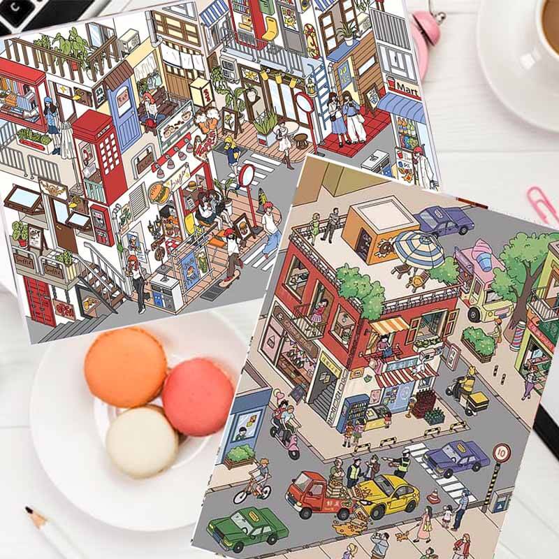 Slow Town Days DIY 3D Scene Stickers 3 Cute Miniature Scenes(L)