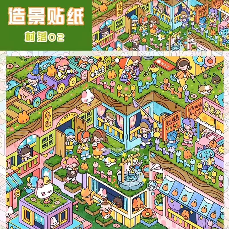 Slowday Weather DIY 3D Scene Stickers 4 Cute Miniature Scenes(L)