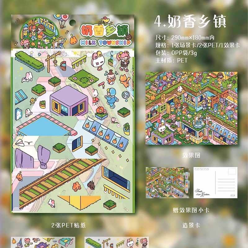 Slowday Weather DIY 3D Scene Stickers 4 Cute Miniature Scenes(L)