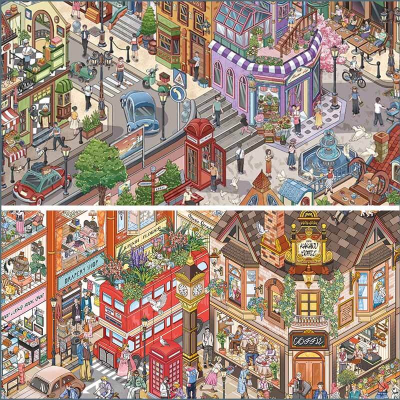 Small Town Dreamer DIY 3D Scene Stickers With Guide Lines(L)