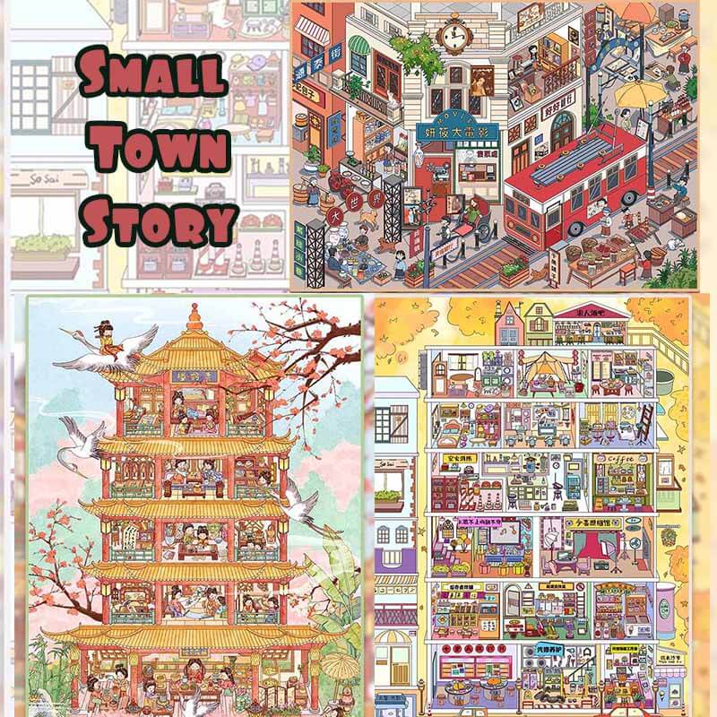 Small Town Story DIY 3D Scene Stickers 3 Cute Scenes(XL)