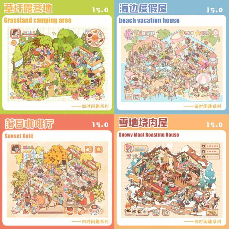 Snow Feast DIY 3D Scene Stickers With Guide Lines(M)