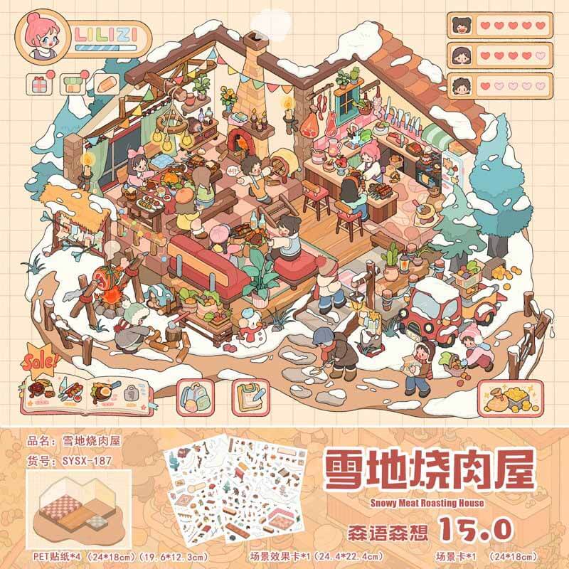 Snow Feast DIY 3D Scene Stickers With Guide Lines(M)