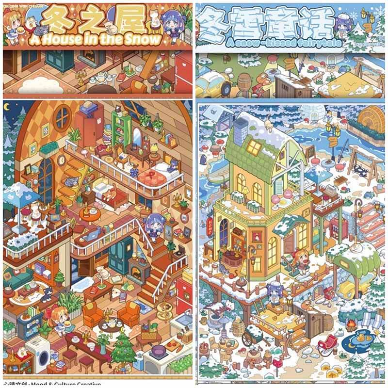 Snowy Wonder DIY 3D Scene Stickers 2 Cute Scenes(L)