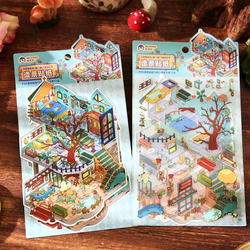 Soft Dwelling DIY 3D Scene Stickers 3 Cute Miniature Scenes(L)