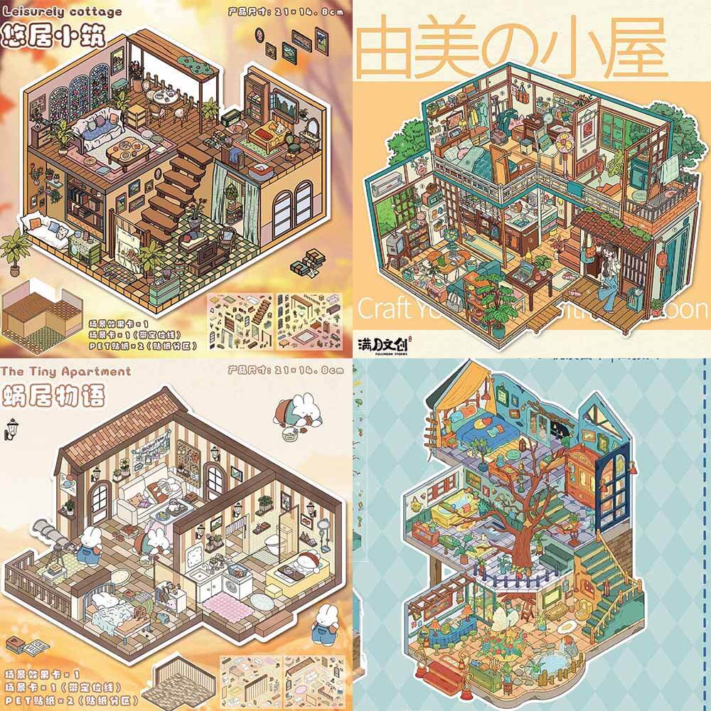Soft Dwelling DIY 3D Scene Stickers 3 Cute Miniature Scenes(L)