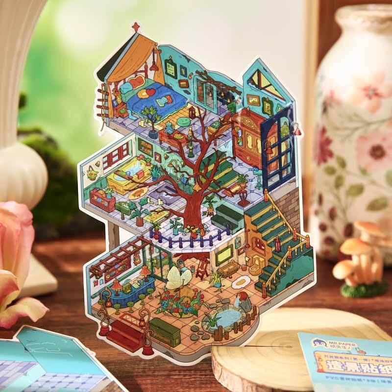 Soft Dwelling DIY 3D Scene Stickers 3 Cute Miniature Scenes(L)
