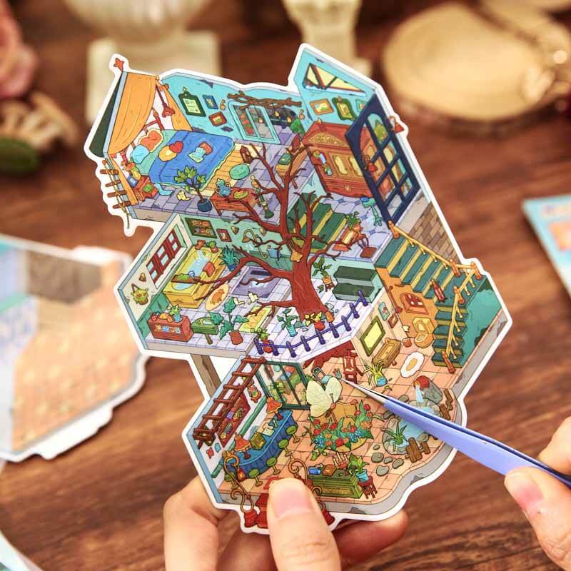 Soft Dwelling DIY 3D Scene Stickers 3 Cute Miniature Scenes(L)