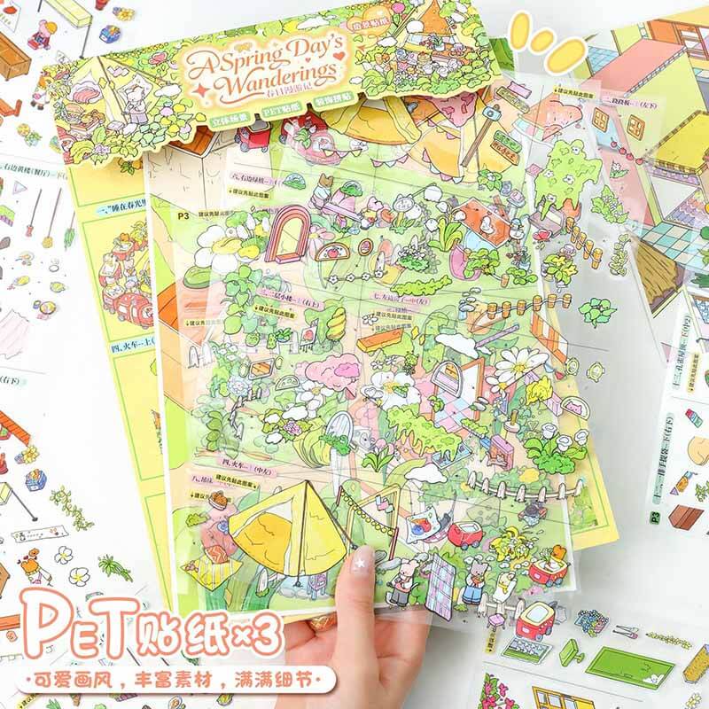 Spring Finds DIY 3D Scene Stickers With Guide Lines(L)