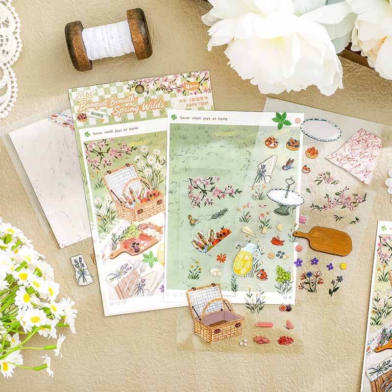 Spring Picnic DIY 3D Scene Stickers With Guide Lines(S)