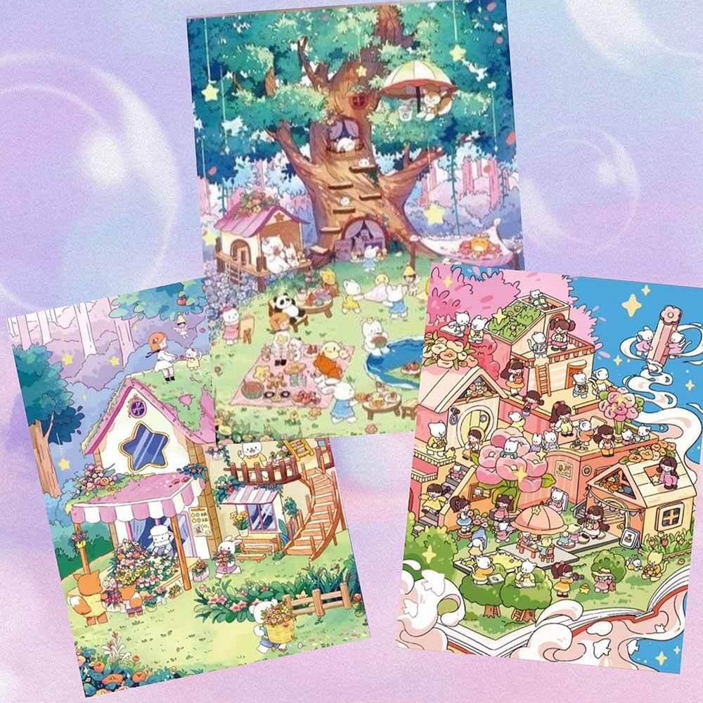 Spring Postcard DIY 3D Scene Stickers 3 Cute Miniature Scenes