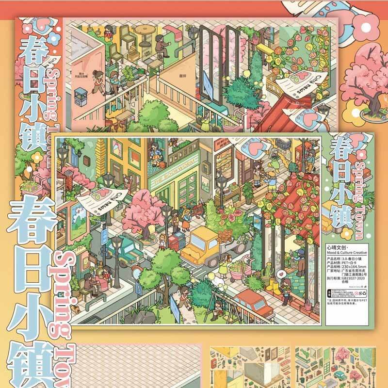 Spring Stroll DIY 3D Scene Stickers 2 Cute Scenes(L)