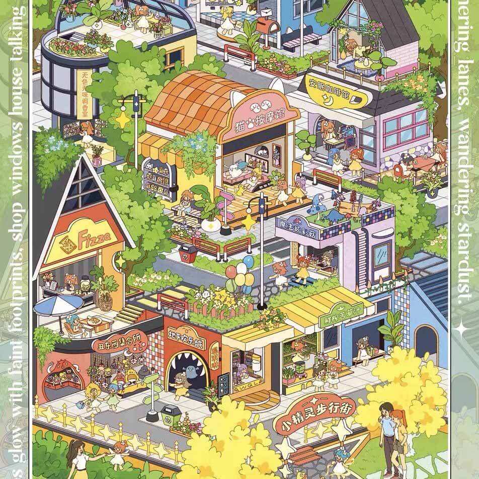 Sprite City DIY 3D Scene Stickers 4 Cute Miniature Scenes(L)