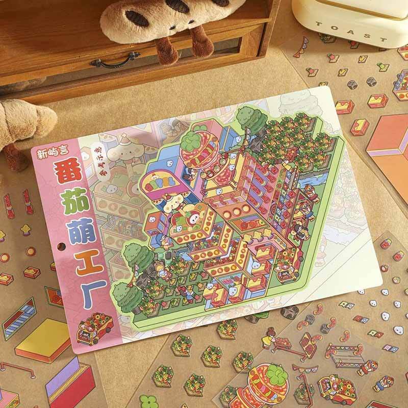 Starry Comfort DIY 3D Scene Stickers 4 Cute Miniature Scenes(L)