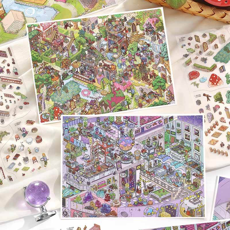 Starry Tale DIY 3D Scene Stickers With Guide Lines(L)