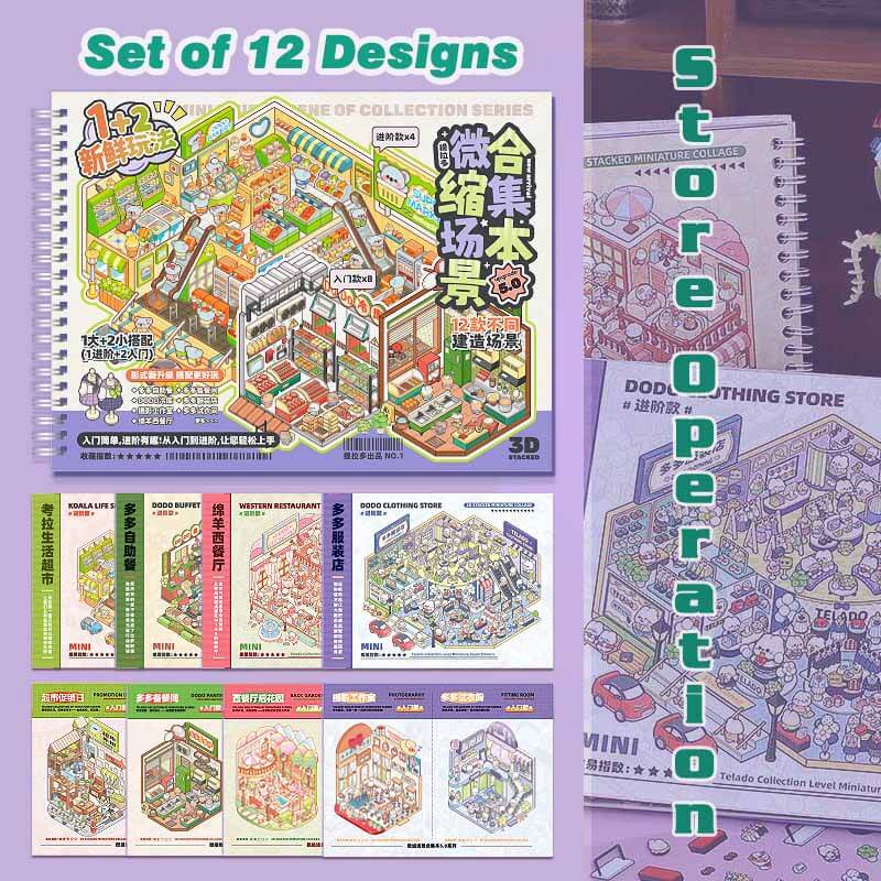 Store Operation DIY 3D Sticker Collection 12 Cute Miniature Scenes