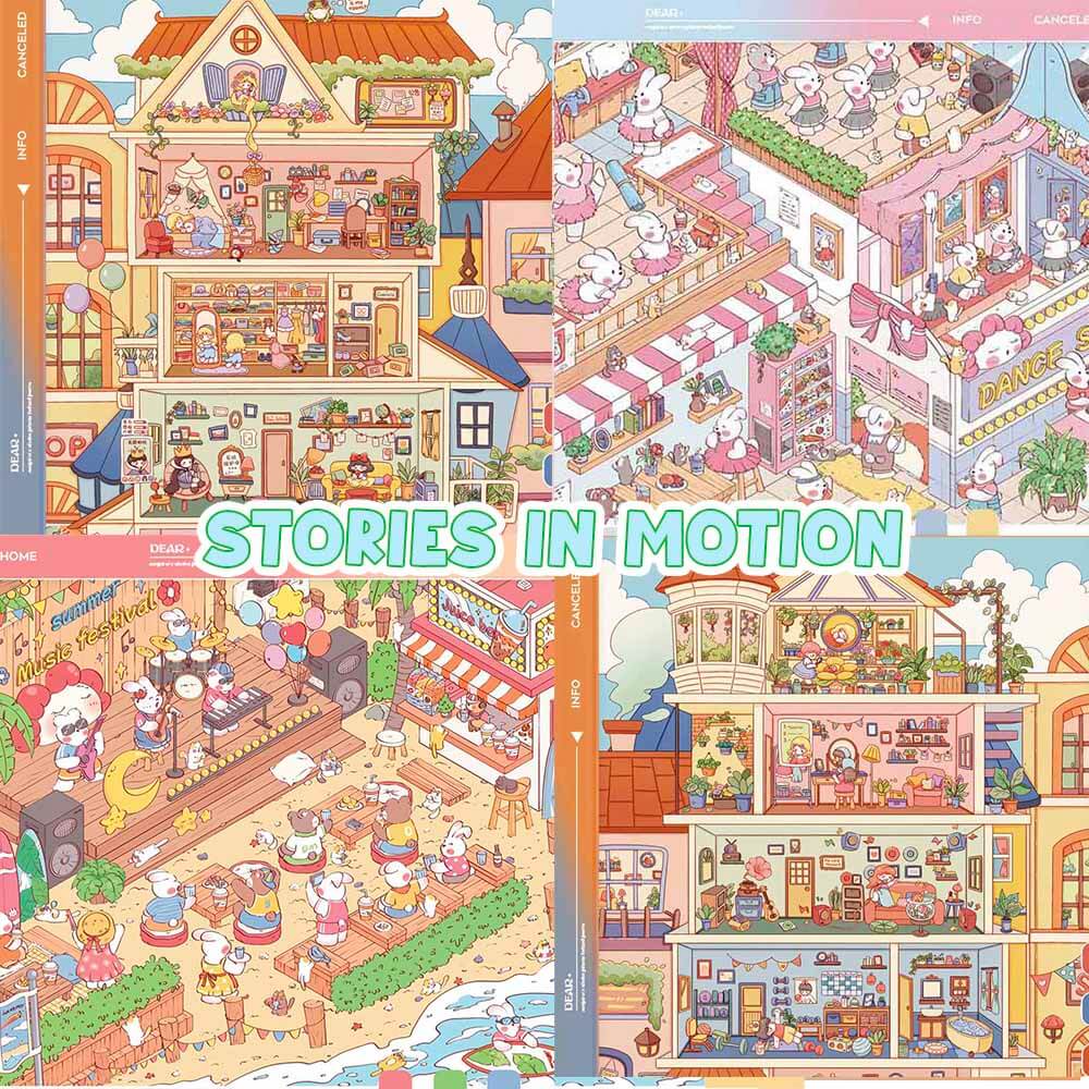 Stories in Motion DIY 3D Scene Stickers 4 Cute Miniature Scenes(L)