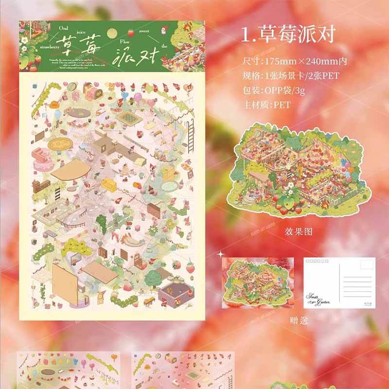 Sugar Garden DIY 3D Scene Stickers 4 Cute Miniature Scenes(L)